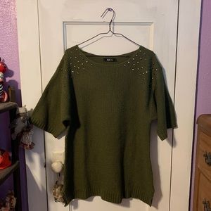 Style & Co. Women’s Green Studded Short Sleeve Sweater